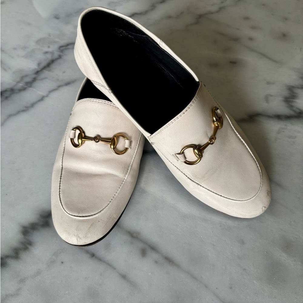 Gucci Cream Brixton Loafers | Size 35 | US 5